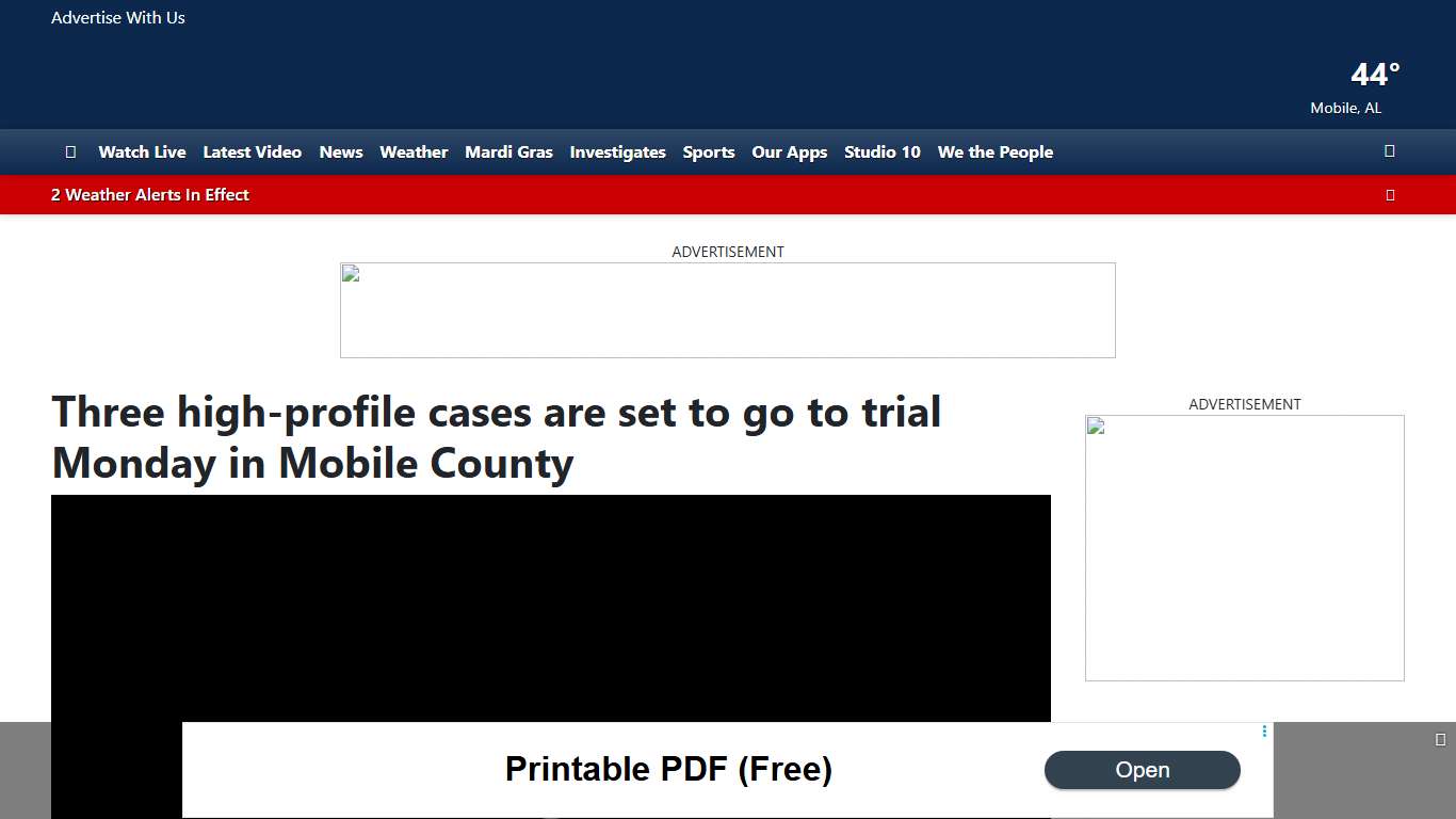 Three high-profile cases are set to go to trial Monday in Mobile County
